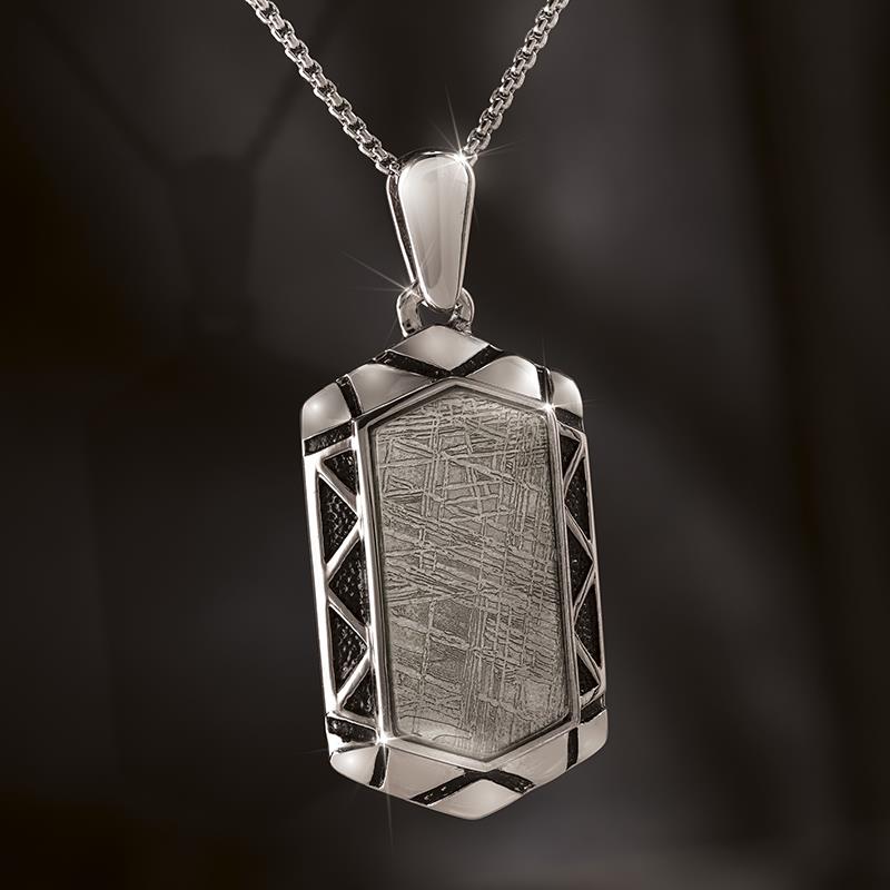 Men's Meteorite in Steel Pendant